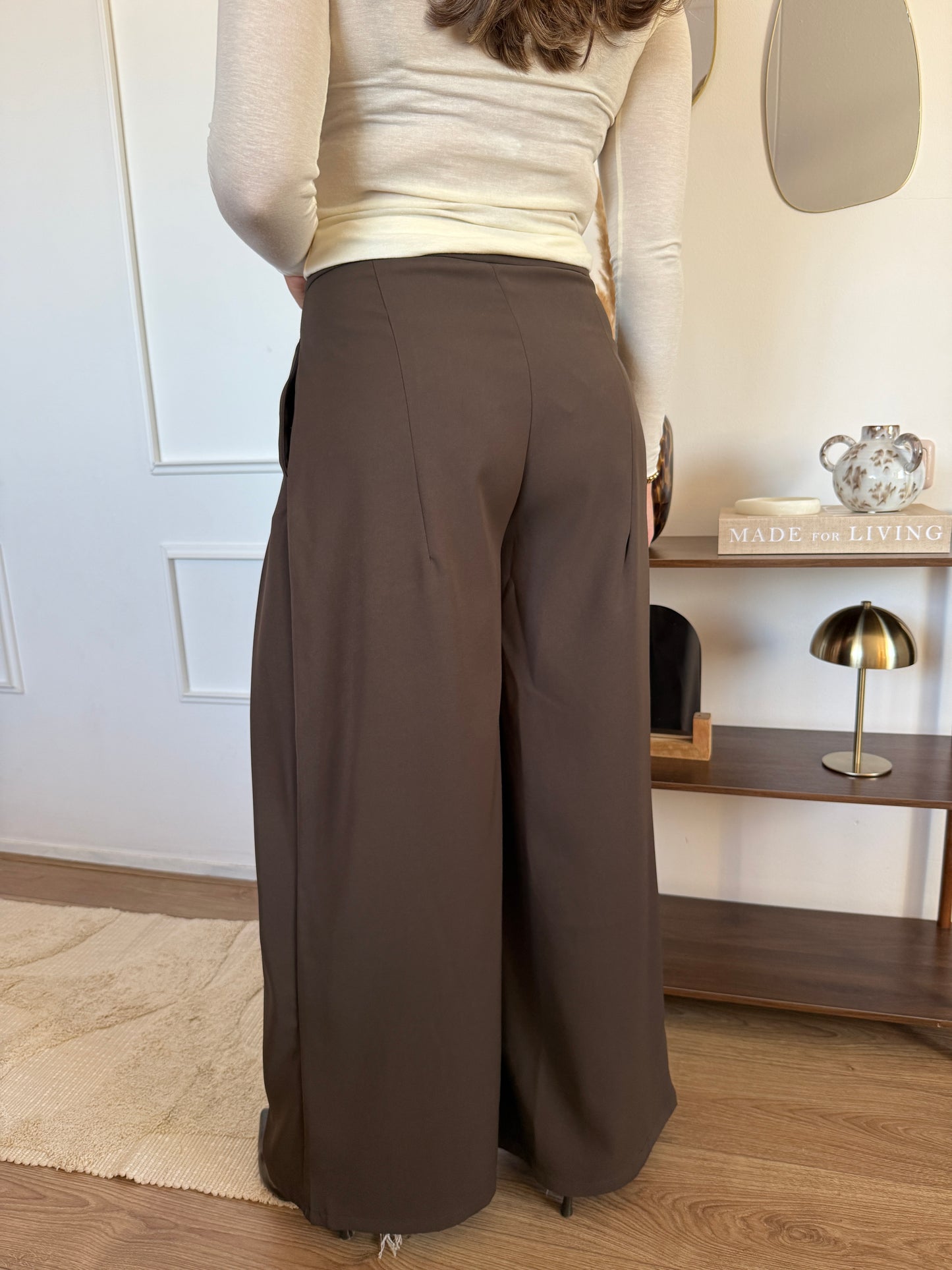 Pantalon met plooien - Bruin