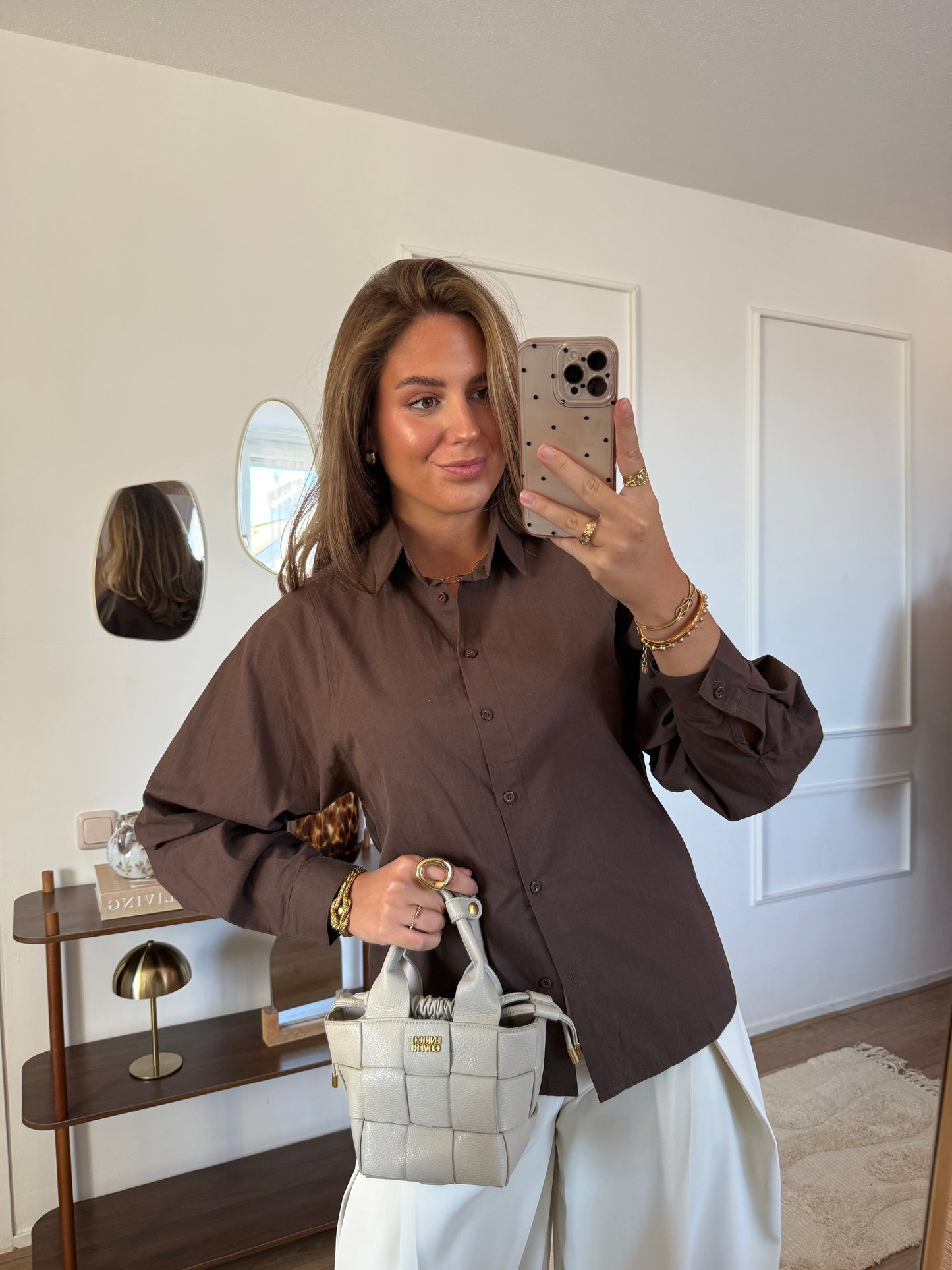 Getailleerde blouse  - Bruin
