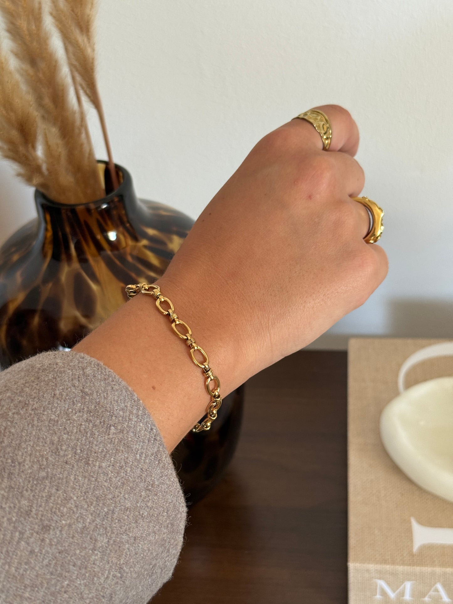 Armband ronde schakel - Goud