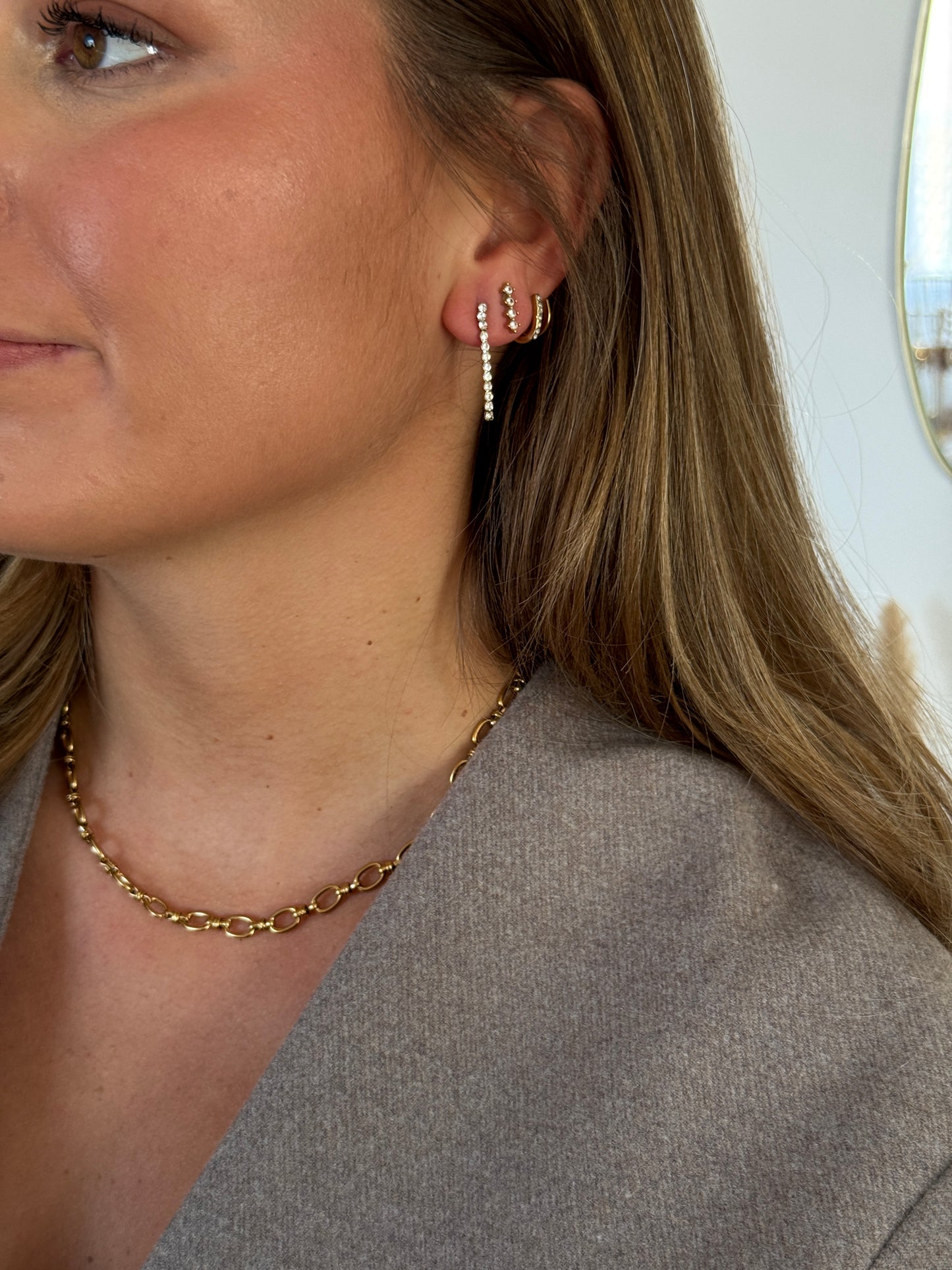 Strass oorbellen - Goud