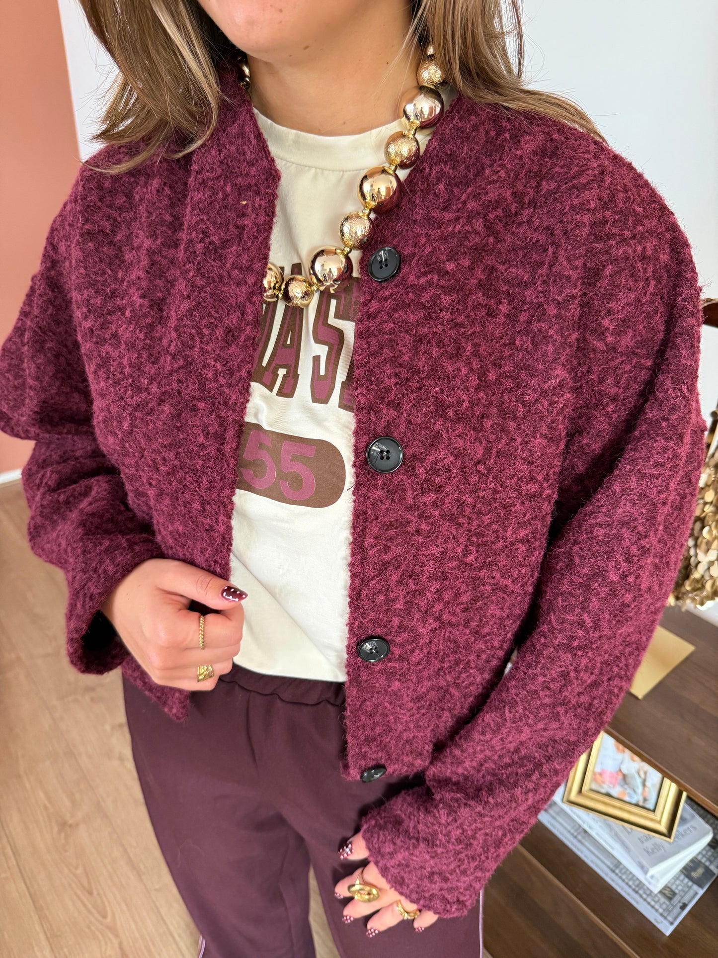 Bomber met knopen - Bordeaux