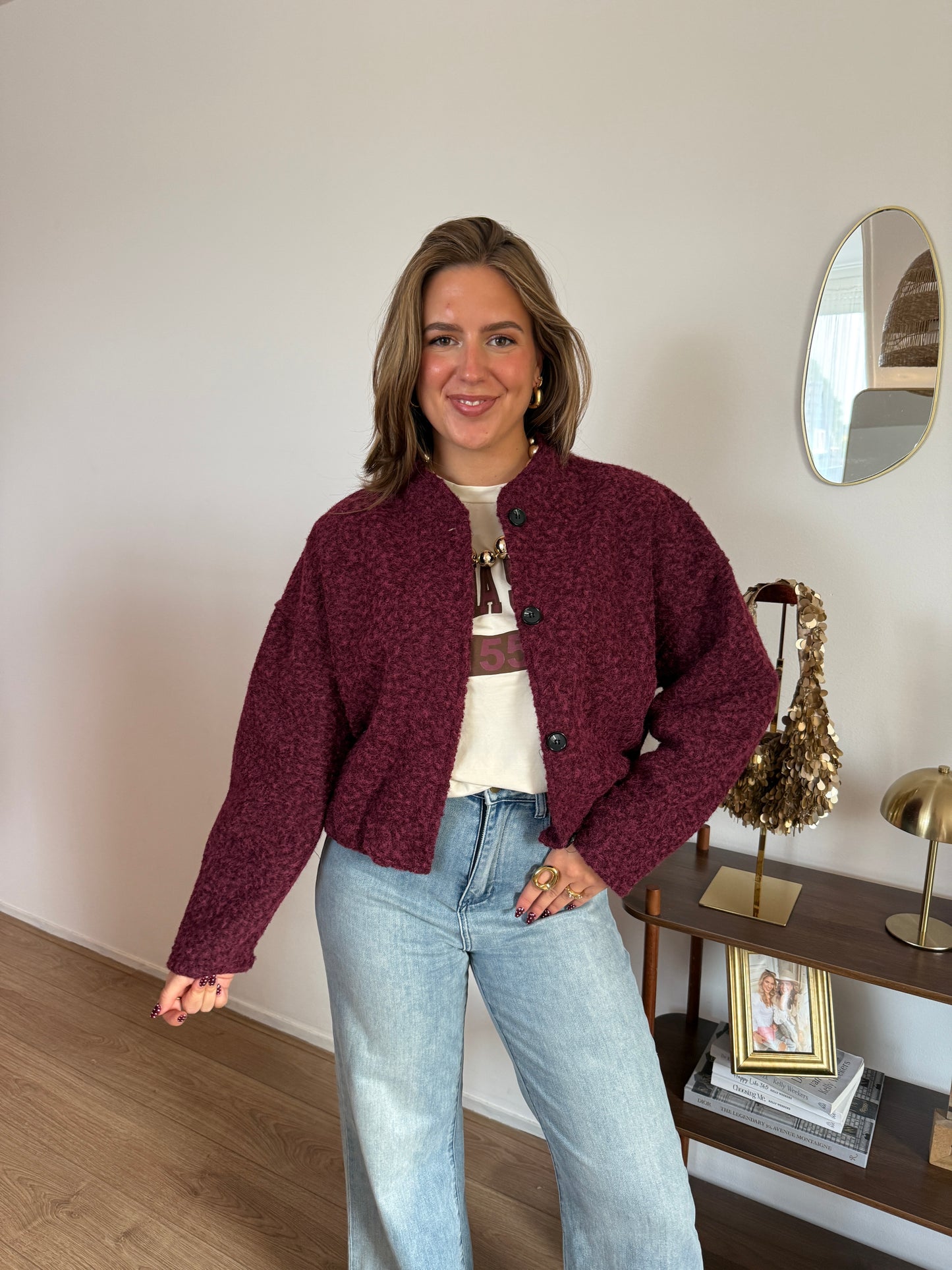 Bomber met knopen - Bordeaux