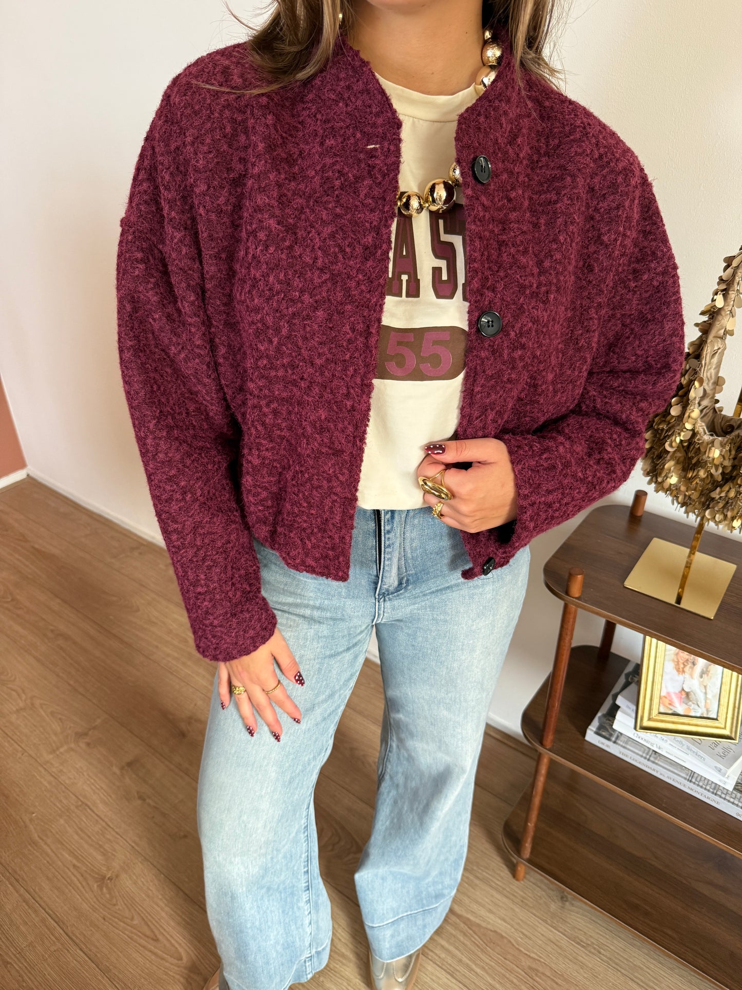 Bomber met knopen - Bordeaux