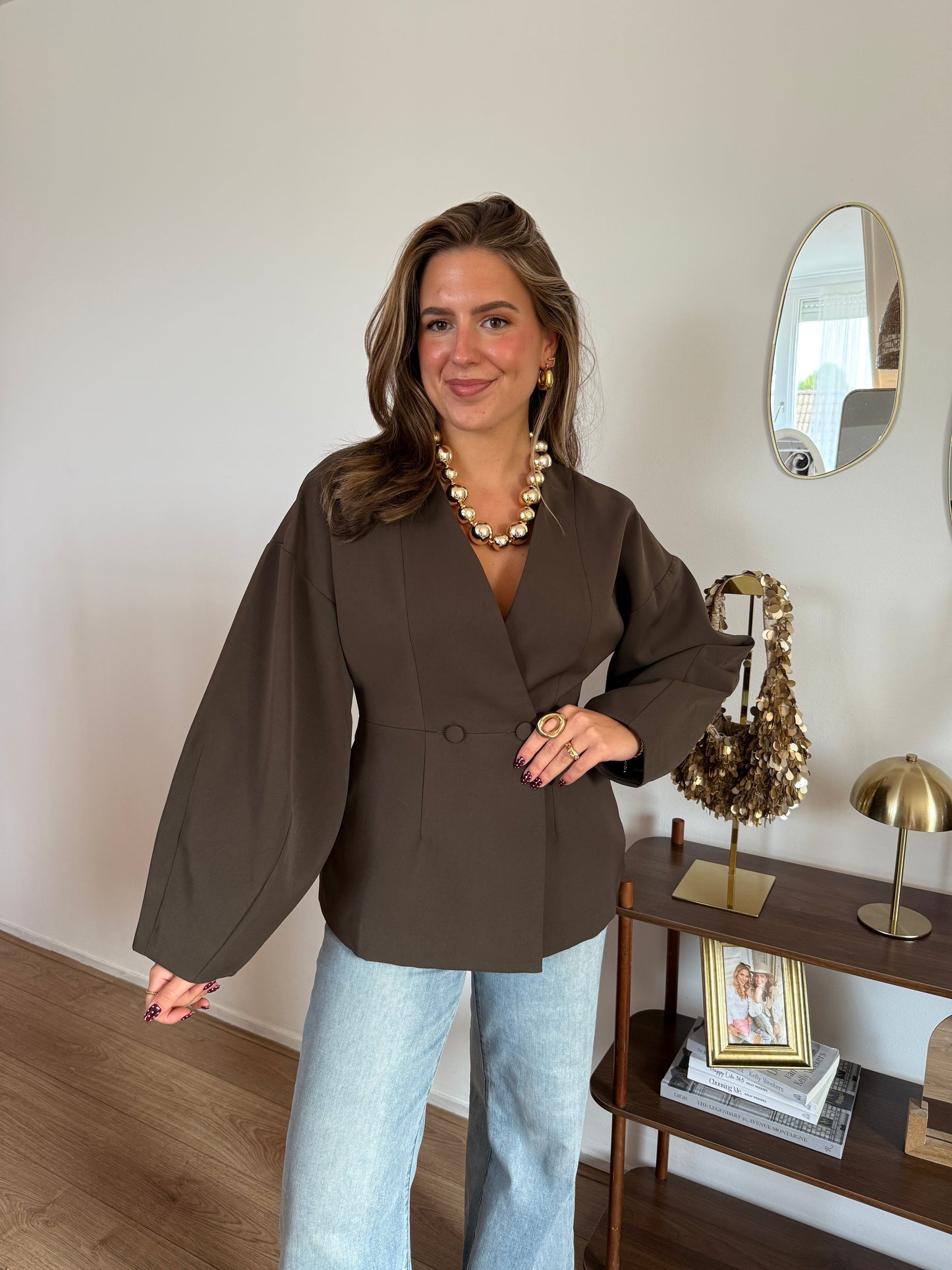 Ballon blazer - Taupe/olijf