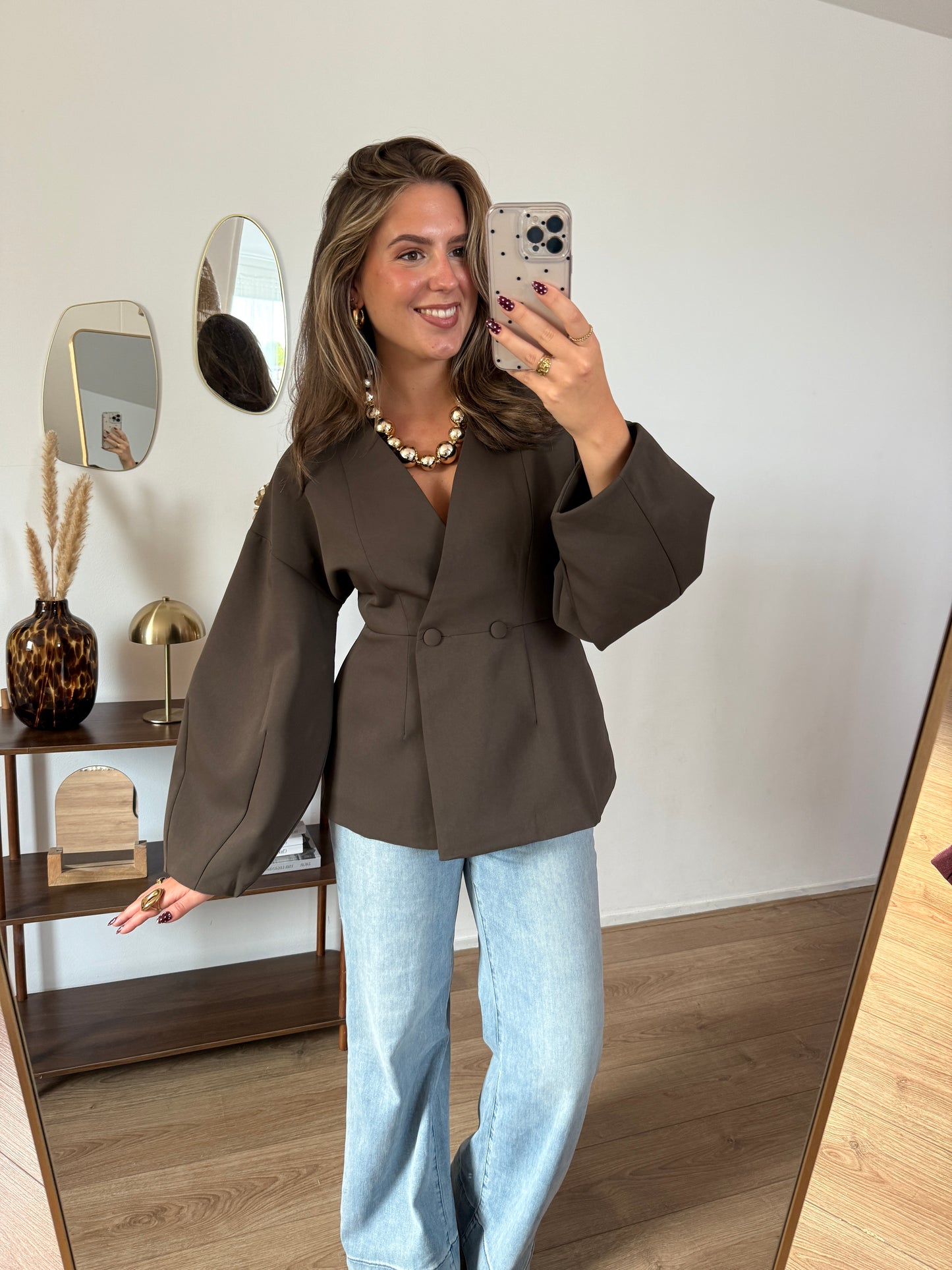 Ballon blazer - Taupe/olijf