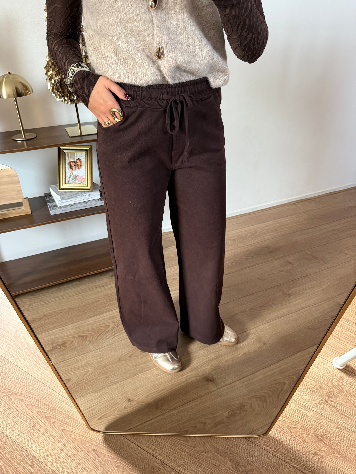 Jeans met strikdetail - Bruin