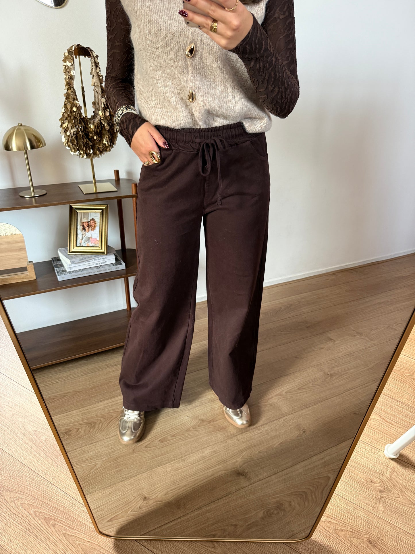 Jeans met strikdetail - Bruin