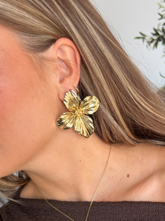 Oorbel bloem  - Goud