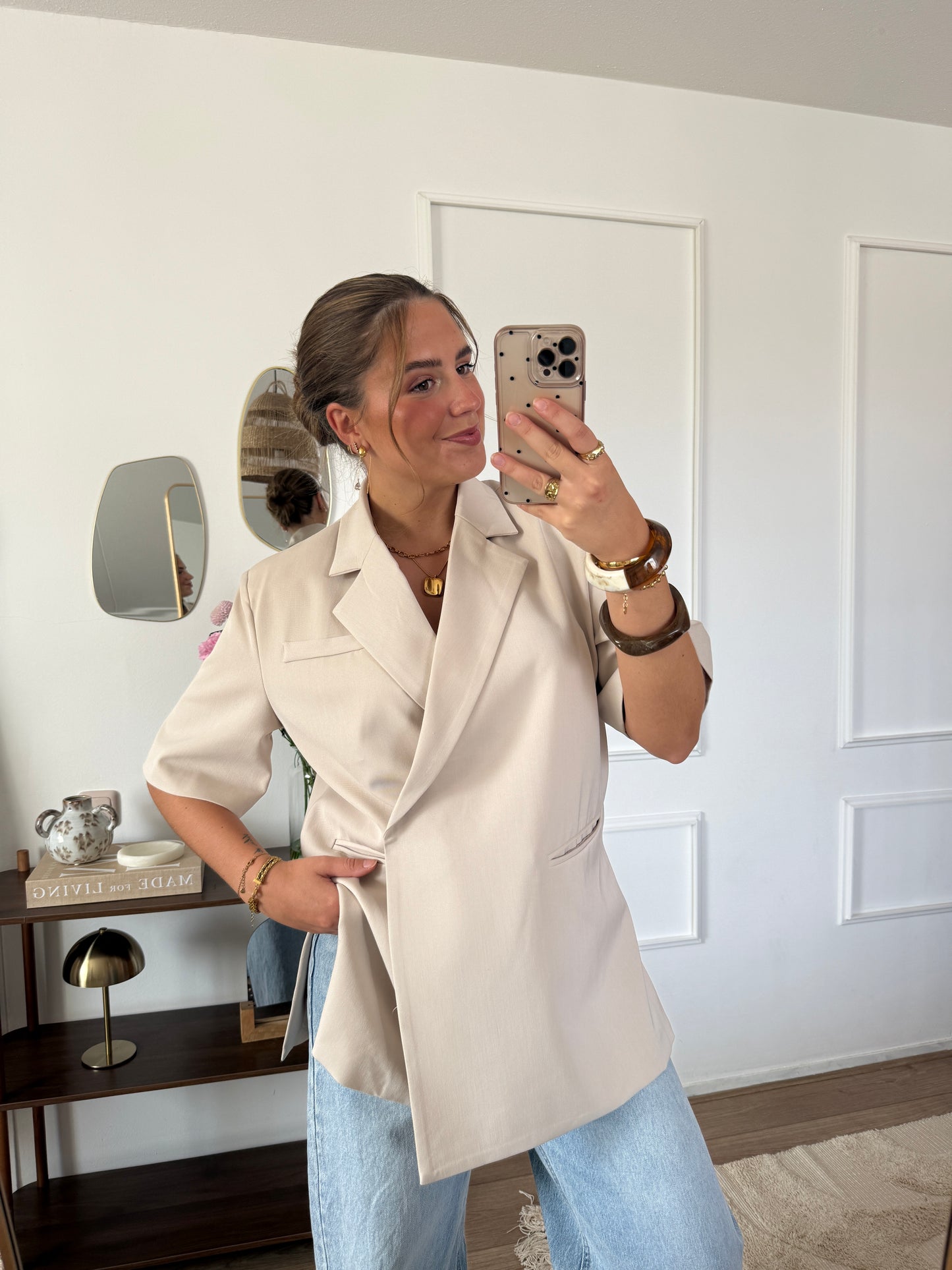 Blazer met korte mouwen - Beige