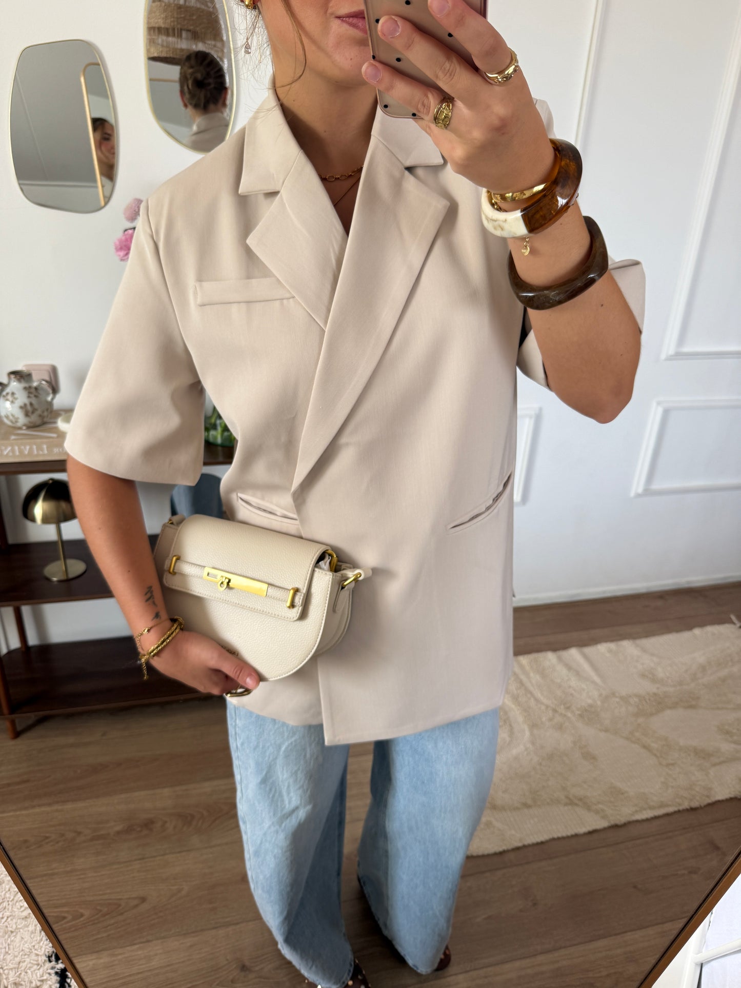 Blazer met korte mouwen - Beige
