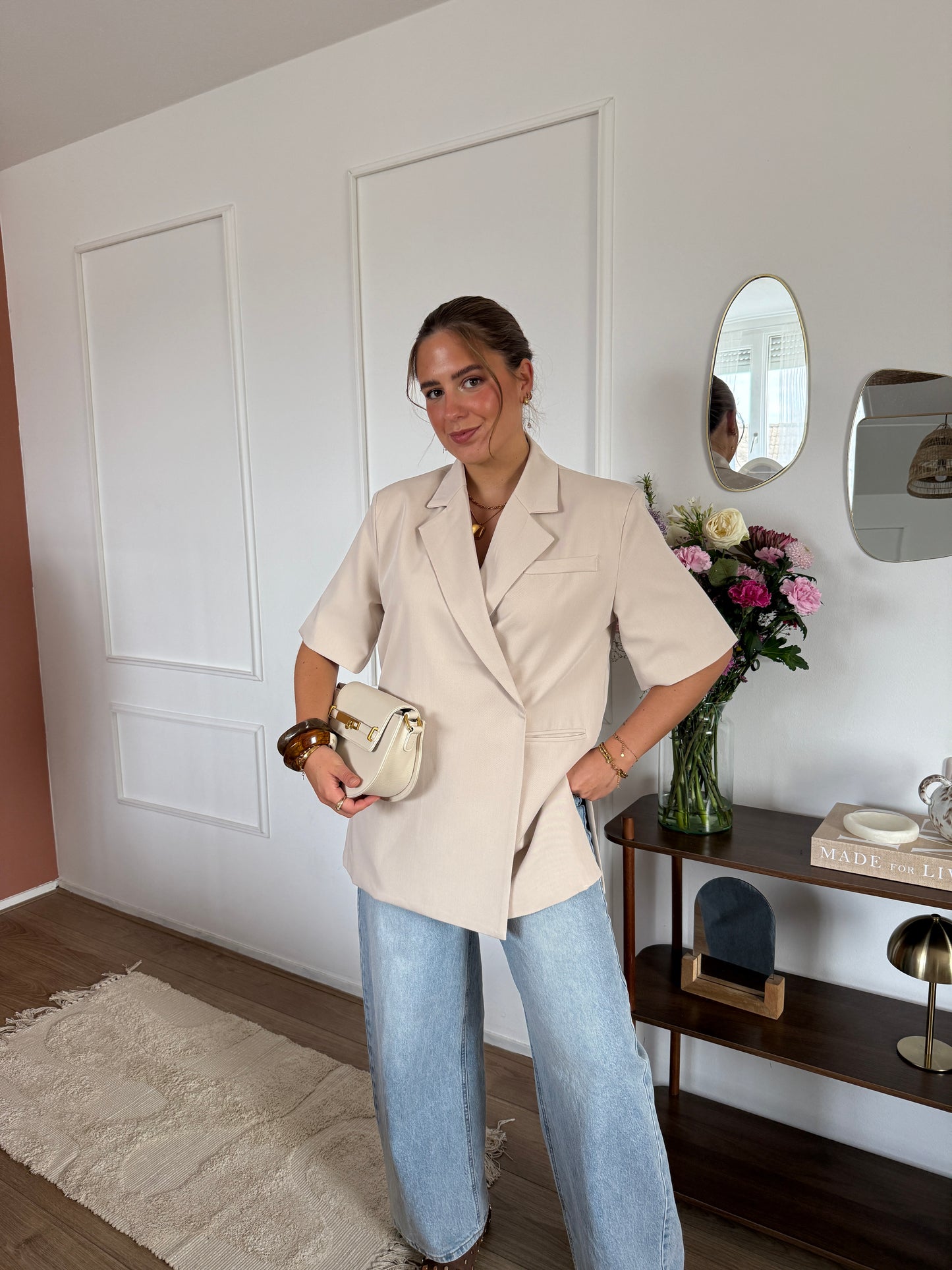 Blazer met korte mouwen - Beige