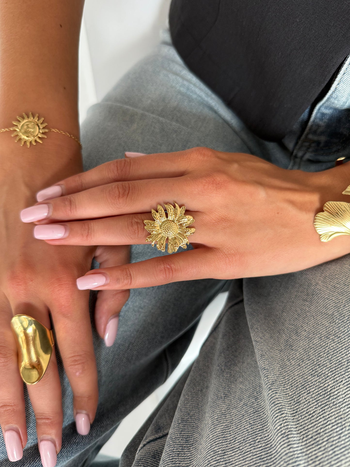 Ring zonnebloem - Goud