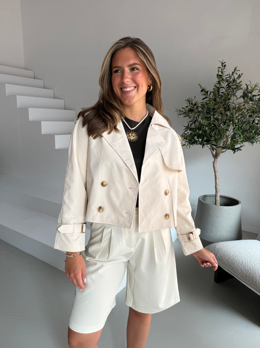 Jas trench coat cropped - Beige