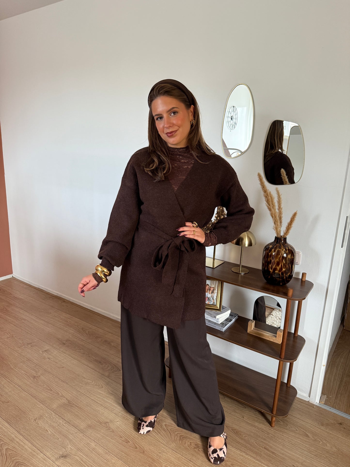 EDITA vest met overslag - bruin