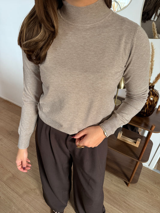 Half hoge coltrui - warm grijs