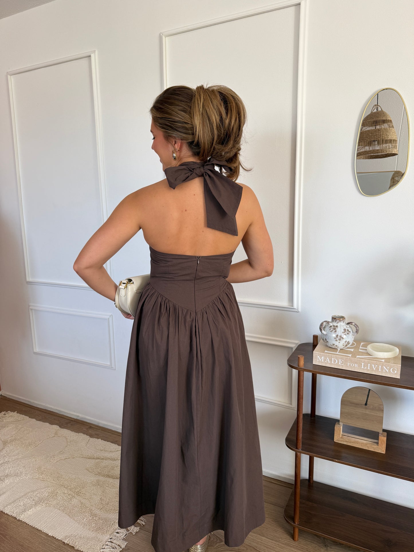 Jurk met open rug - Bruin