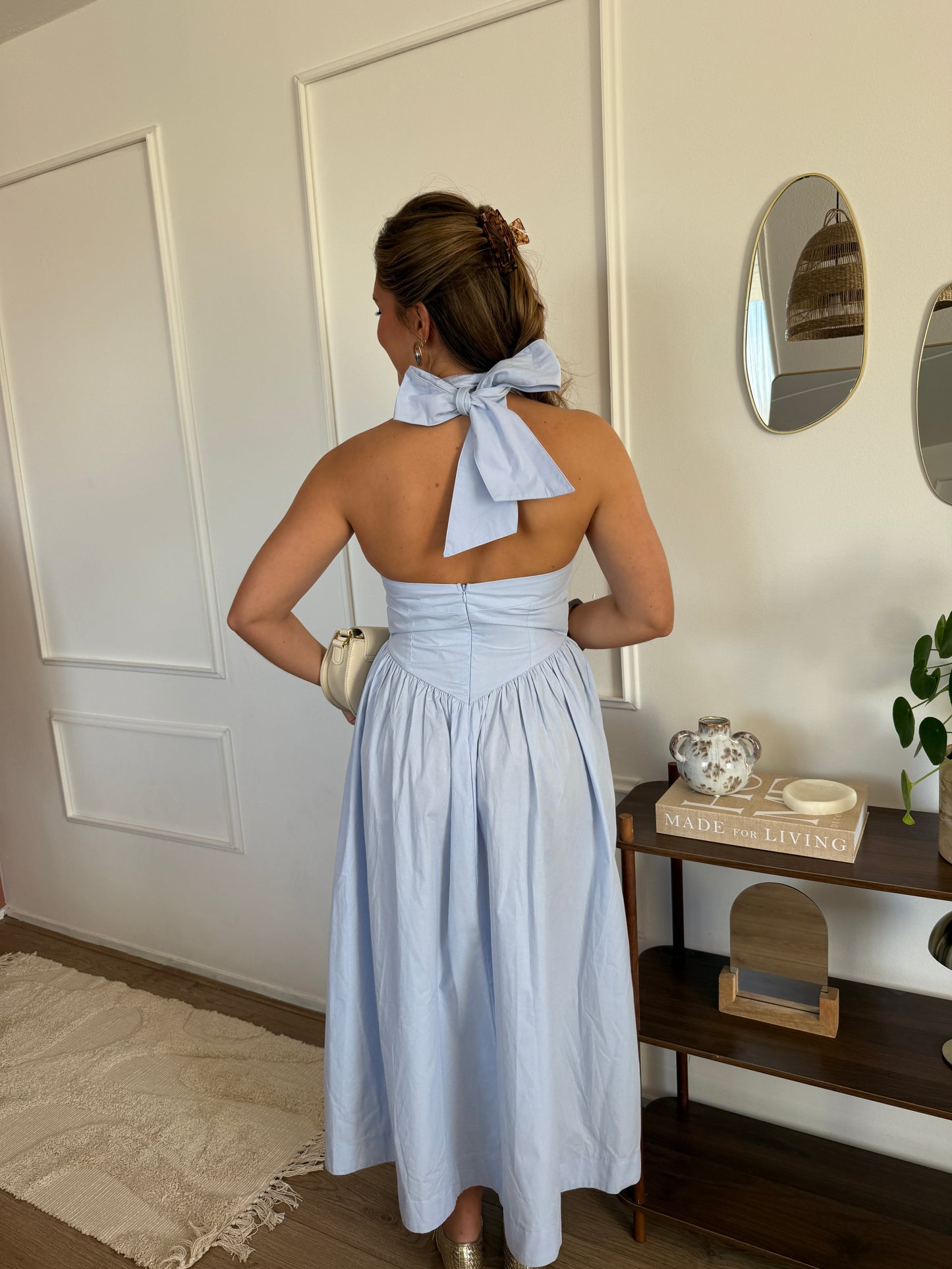 Jurk met open rug - Lichtblauw