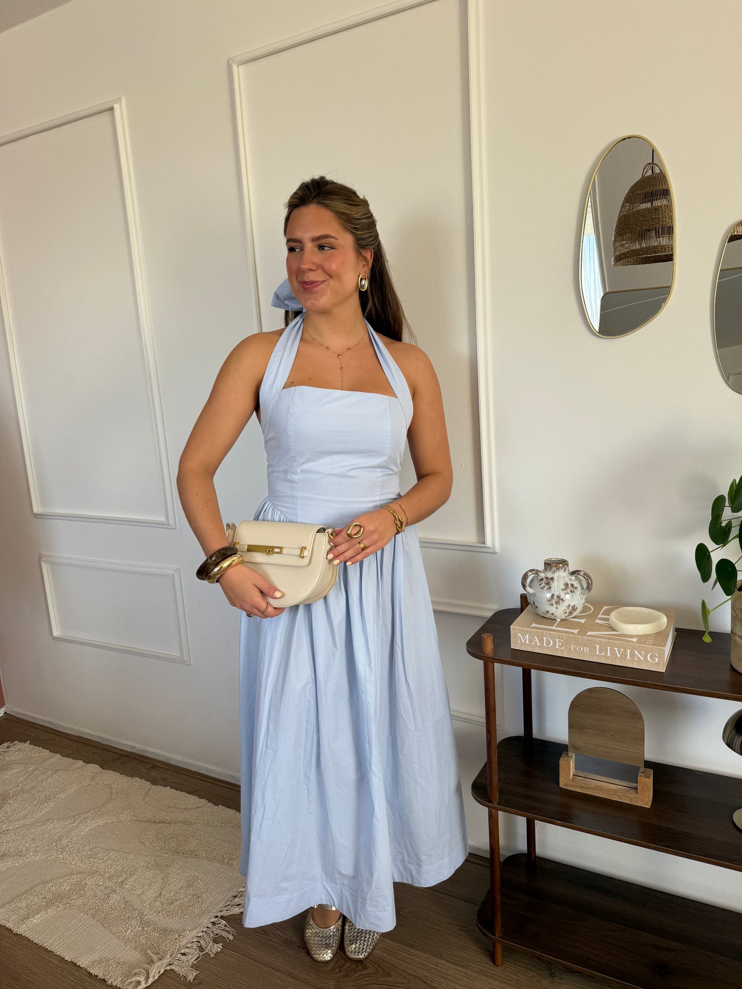Jurk met open rug - Lichtblauw