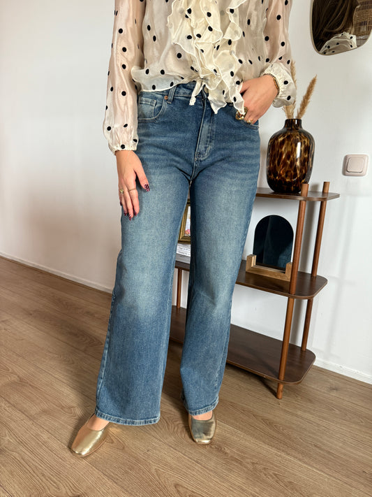 Wide leg jeans - mediumblauw