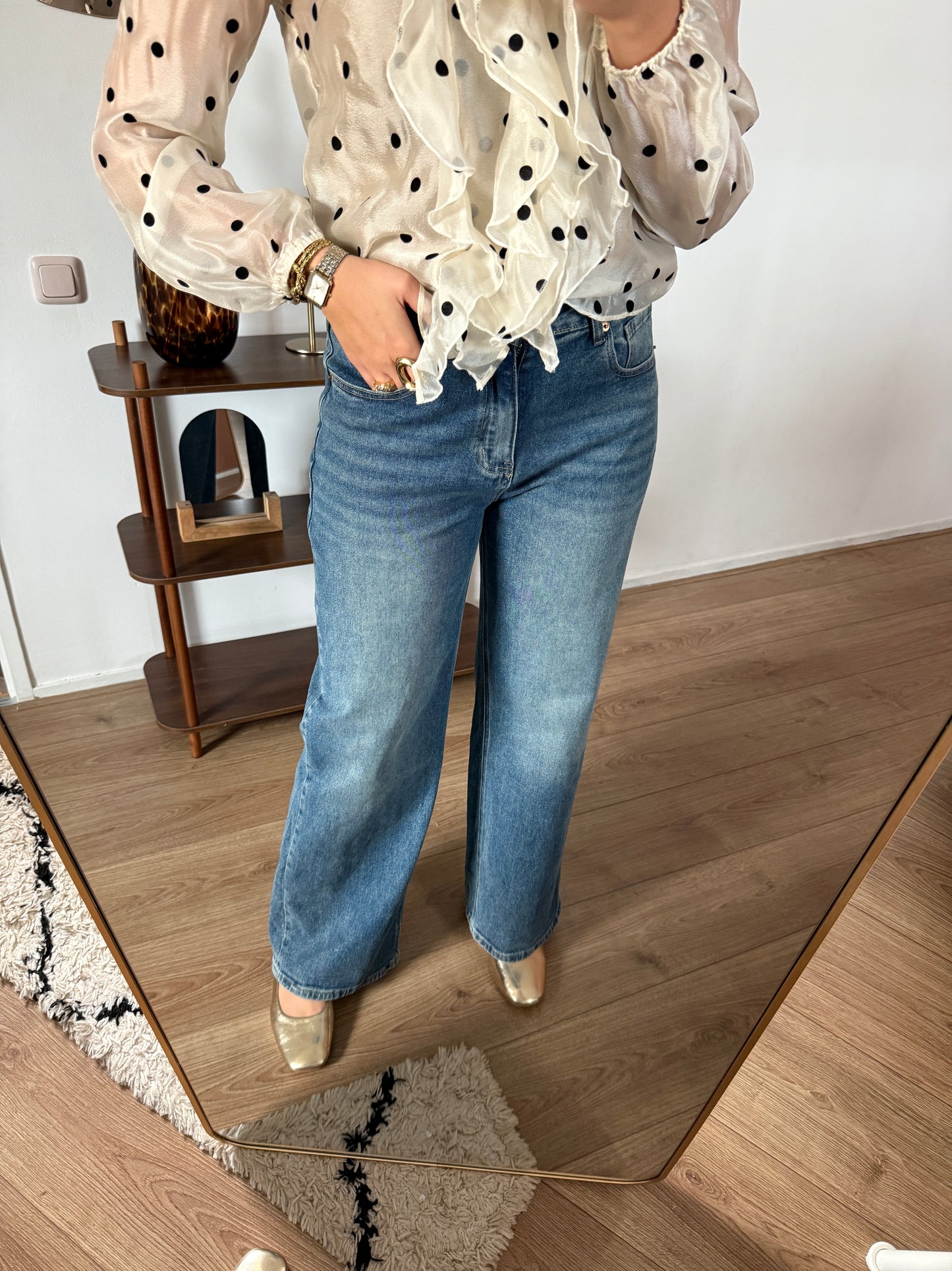 Wide leg jeans - mediumblauw