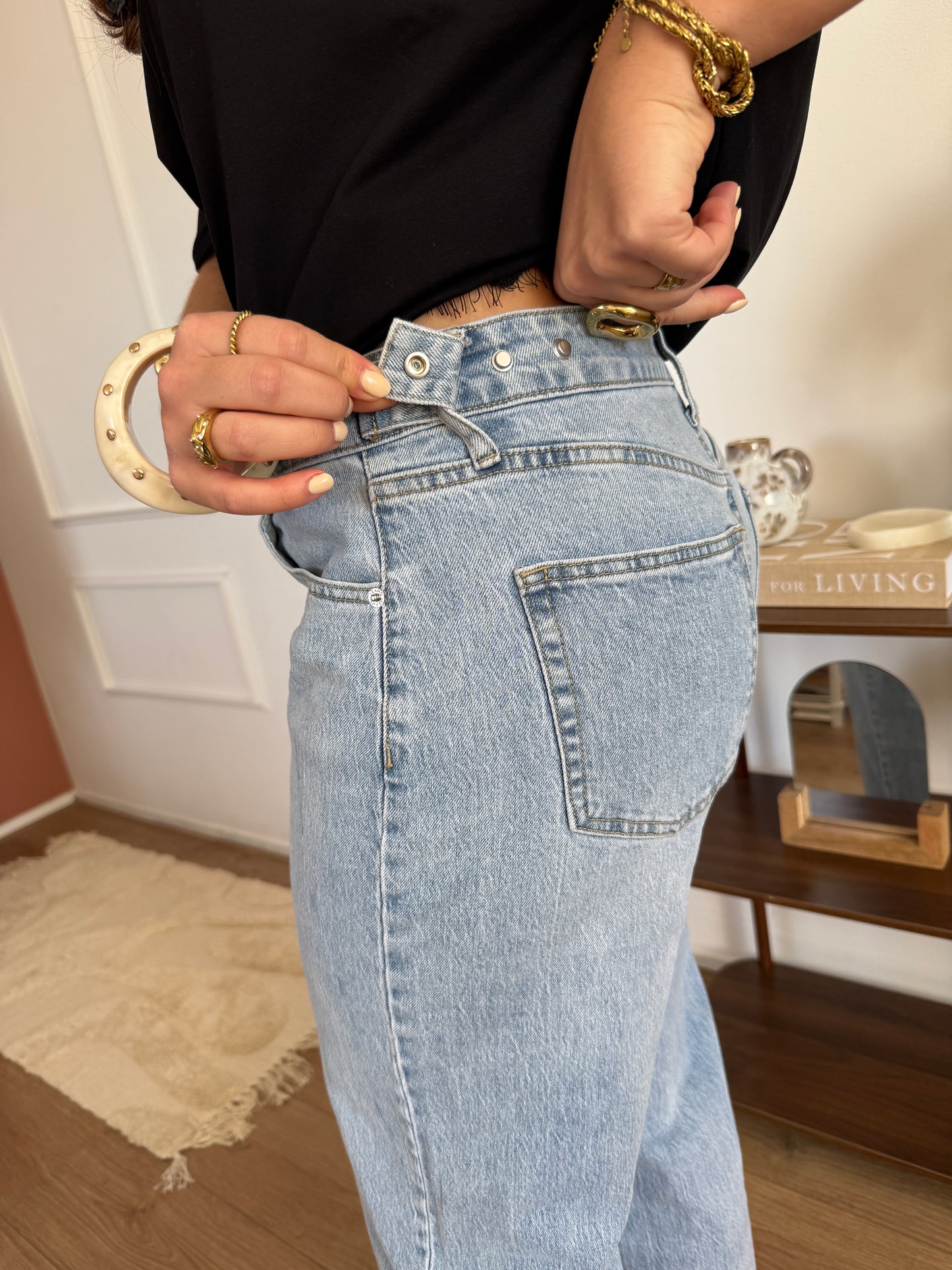 Jeans met taille knoopjes