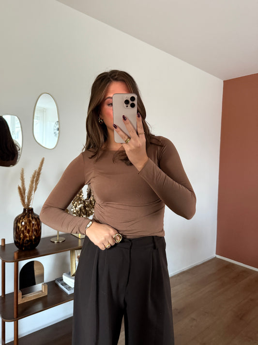 KIKI top effen - bruin