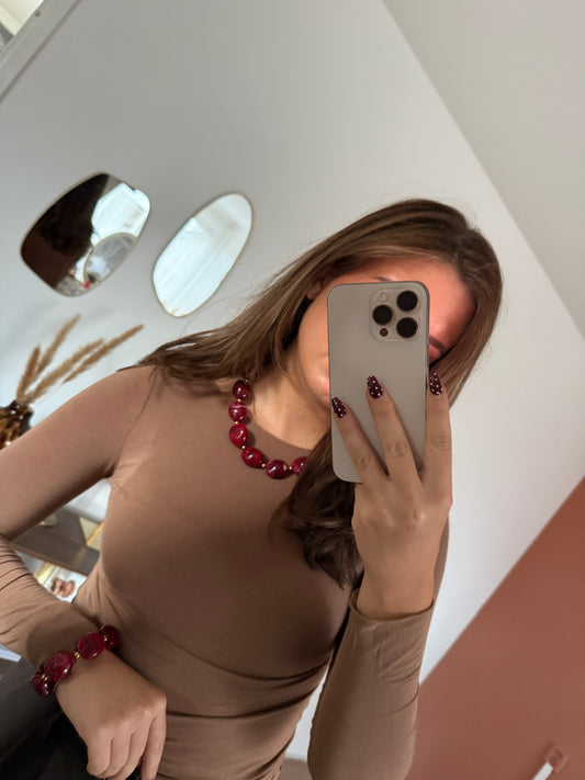 Kralen ketting - bordeaux