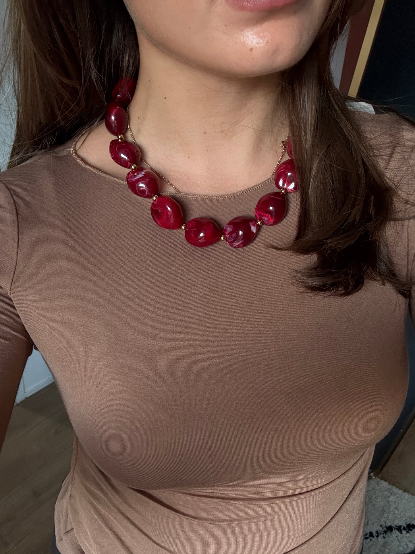 Kralen ketting - bordeaux