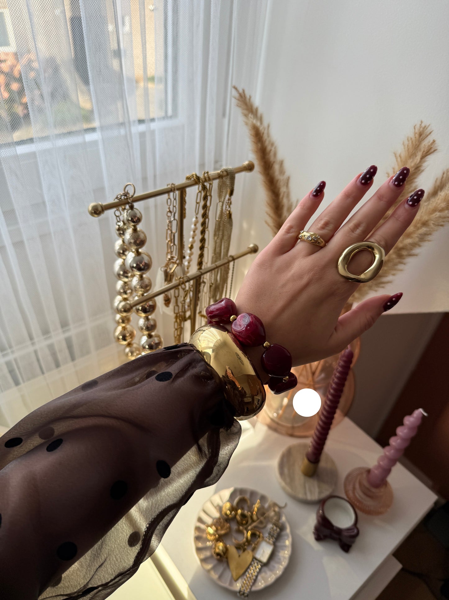 Kralen armband - bordeaux