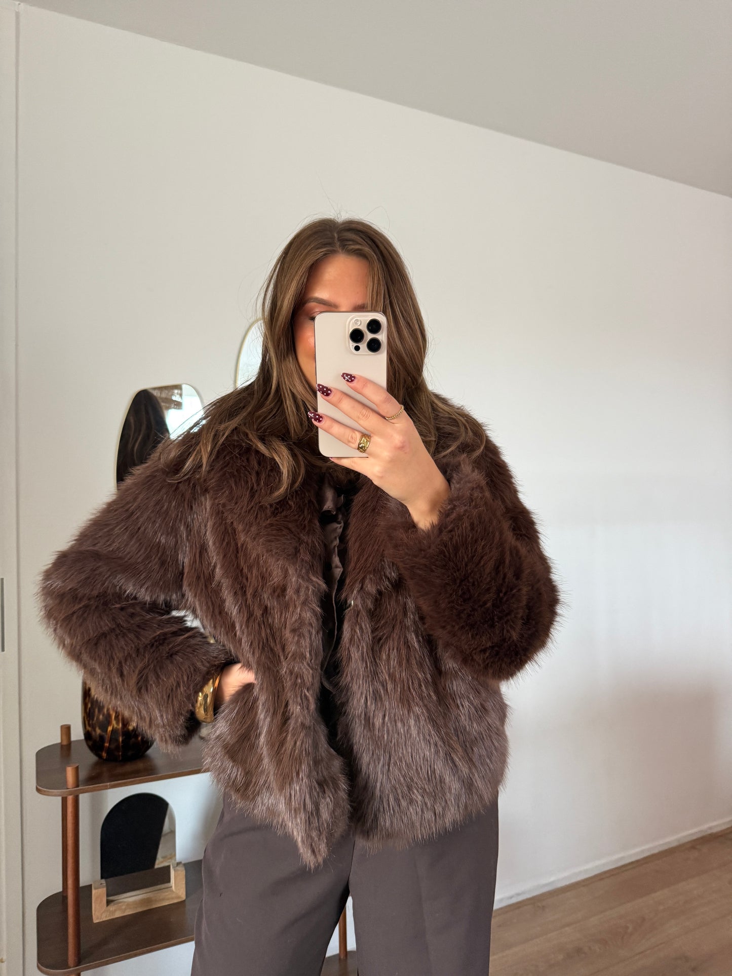 Fluffy jas - donkerbruin