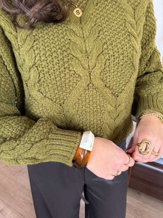 Bangle met 2 kleuren - bruin/beige