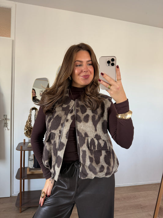 Gilet bomber - panter/bruin