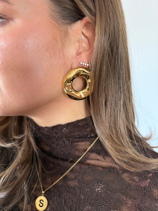 Grote ring oorbellen - goud
