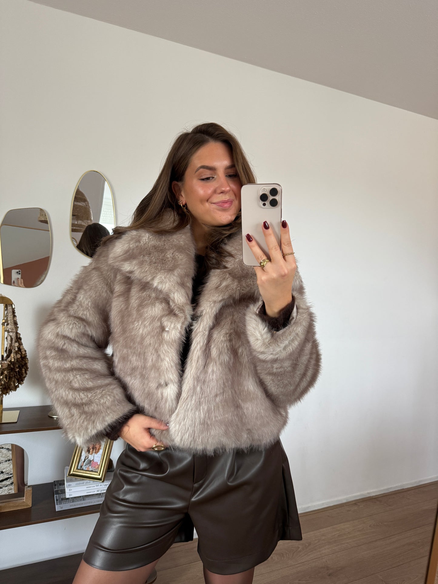 Fluffy jas - taupe/beige