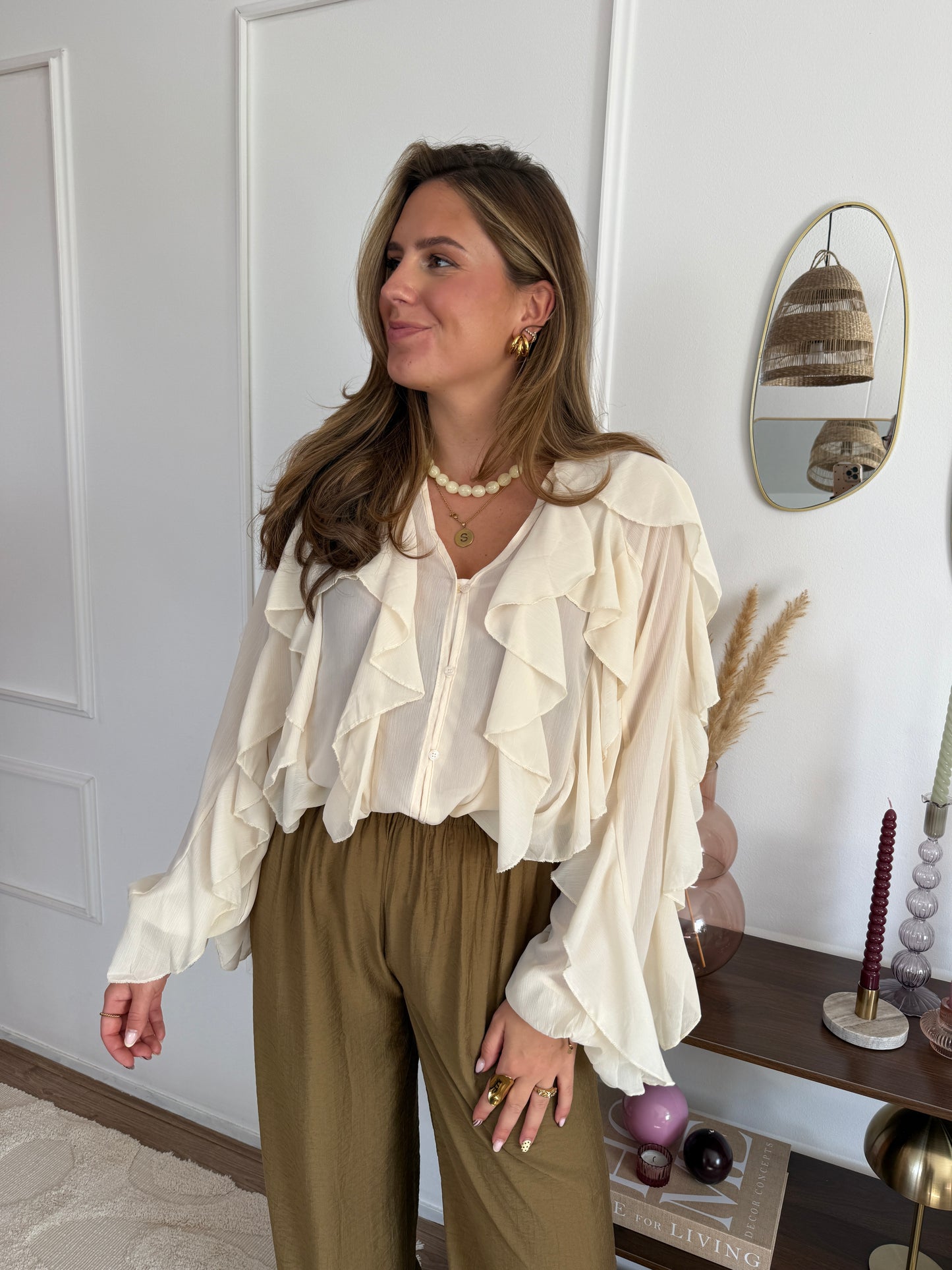 Blouse ruffles - lichtgeel