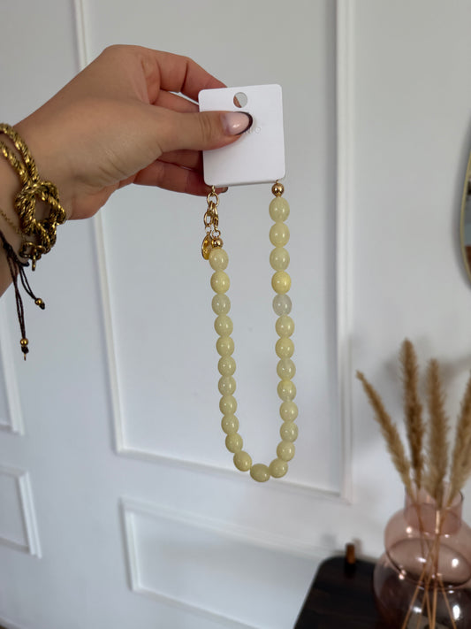 Ketting met kralen - Lichtgeel